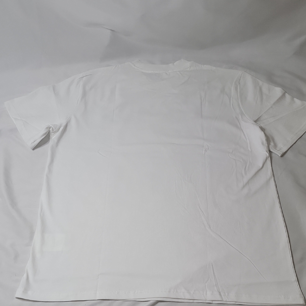 Moncler White Short Sleeve T-Shirt with Blue Logo - Picture 4 of 4